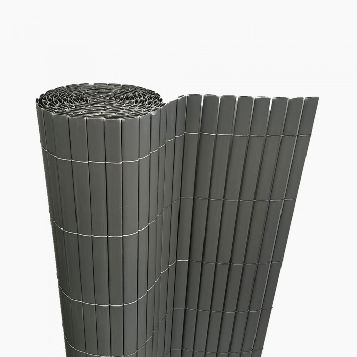 Καλαμωτή Σκίασης - Περίφραξης Πλαστική με Ολόκληρο Καλάμι 13mm Διπλής Όψης σε Γκρί Χρώμα 1x3m ANKOR 845354