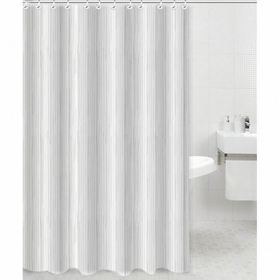 Κουρτίνα Μπάνιου Πολυεστερική Αδιάβροχη Mε Λεπτές Ρίγες Γκρί 180x200εκ Ankor 831012
