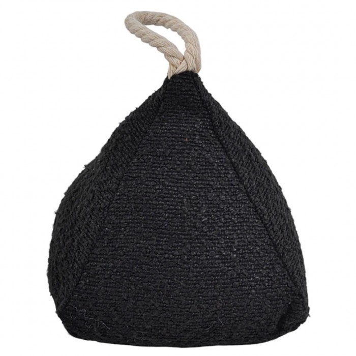 Διακοσμητικό Στοπ Πόρτας Υφασμάτινο Μαύρο Με Χειρολαβή από Σχοινί 15x15x16εκ Ankor 845958