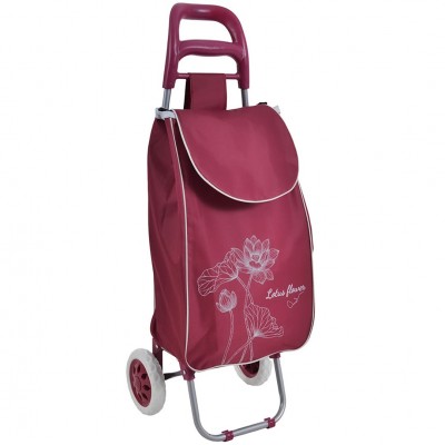 Καρότσι Λαϊκής Υφασμάτινο με Σχέδιο Λωτούς Μπορντό 35x27x94εκ. Ankor 849499