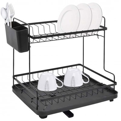 Στεγνωτήρας Νεροχύτη Διώροφος Μεταλλικός σε Μαύρο Χρώμα 46.3x30x38.3cm ANKOR 850006