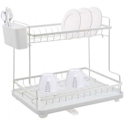 Στεγνωτήρας Νεροχύτη Διώροφος Μεταλλικός σε Λευκό Χρώμα 46.3x30x38.3cm ANKOR 850013