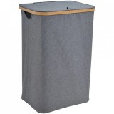 Καλάθι Απλύτων Υφασμάτινο σε Γκρί Χρώμα με Μπαμπού Σκελετό 40x30x60εκ. Ankor 842230