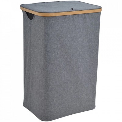 Καλάθι Απλύτων Υφασμάτινο σε Γκρί Χρώμα με Μπαμπού Σκελετό 40x30x60εκ. Ankor 842230