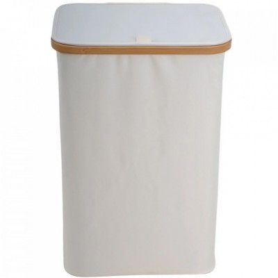 Καλάθι Απλύτων Υφασμάτινο σε Εκρού Χρώμα με Μπαμπού Σκελετό 40x30x60εκ. Ankor 842247