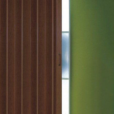 Μονόφυλλη Πτυσσόμενη Πόρτα Inox Kiss PVC  Τυποποιημένης Διάστασης 91x220cm Χρώμα Kαφέ Σκούρο DO400