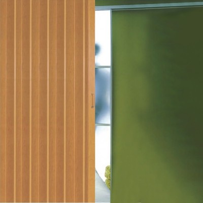 Μονόφυλλη Πτυσσόμενη Πόρτα Εσωτερική Φυσαρμόνικα Inox Kiss PVC  Τυποποιημένης Διάστασης 91x220cm Φυσικό Χρώμα Ξύλου D0100