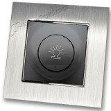 Ρεοστάτης Απλός (dimmer) 500W Μαύρος με Πλαίσιο Ασημί Μεταλλικό HSERIES LINEME 50-00110-2_50-00121-18