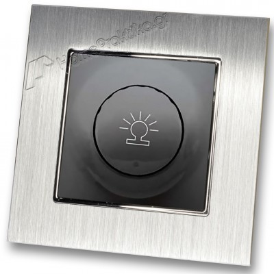 Ρεοστάτης Απλός (dimmer) 500W Μαύρος με Πλαίσιο Ασημί Μεταλλικό HSERIES LINEME 50-00110-2_50-00121-18