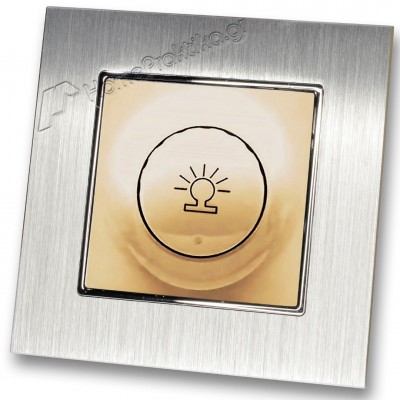Ρεοστάτης Απλός (dimmer) 500W Χρυσό Ματ με Πλαίσιο Ασημί Μεταλλικό HSERIES LINEME 50-00110-9_50-00121-18