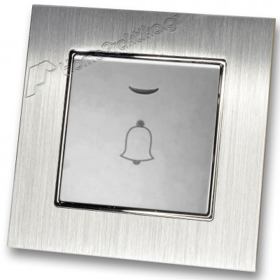 Μπουτόν Κωδώνου Με Λυχνία Led 10-36v Ασημί Ματ με Πλαίσιο Ασημί Μεταλλικό HSERIES LINEME 50-00108-5_50-00121-18