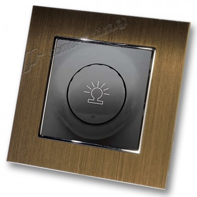 Ρεοστάτης Απλός (dimmer) 500W Μαύρος με Πλαίσιο Χρυσό Μεταλλικό HSERIES LINEME 50-00110-2_50-00121-6