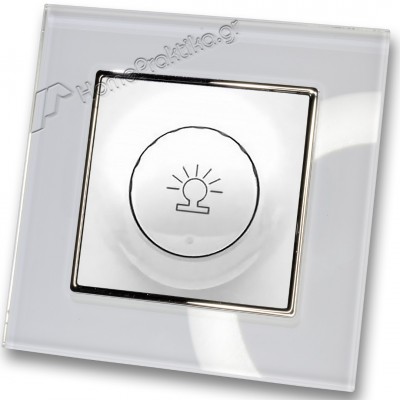 Ρεοστάτης Απλός (dimmer) 500W Λευκός με Πλαίσιο Λευκό Γυαλί HSERIES LINEME 50-00110-1_50-00121-23