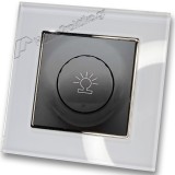 Ρεοστάτης Απλός (dimmer) 500W Μαύρος με Πλαίσιο Λευκό Γυαλί HSERIES LINEME 50-00110-2_50-00121-23