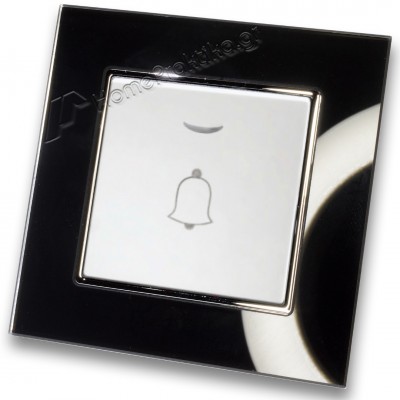 Μπουτόν Κωδώνου Με Λυχνία Led 10-36v Λευκό με Πλαίσιο Μαύρο Γυαλί HSERIES LINEME 50-00108-1_50-00121-26