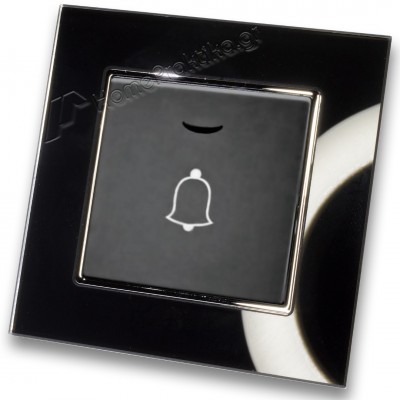 Μπουτόν Κωδώνου Με Λυχνία Led 10-36v Μαύρο με Πλαίσιο Μαύρο Γυαλί HSERIES LINEME 50-00108-2_50-00121-26