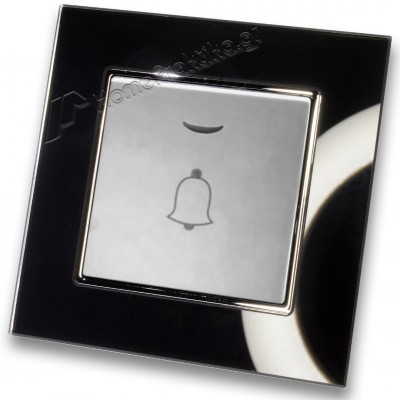 Μπουτόν Κωδώνου Με Λυχνία Led 10-36v Ασημί Ματ με Πλαίσιο Μαύρο Γυαλί HSERIES LINEME 50-00108-5_50-00121-26