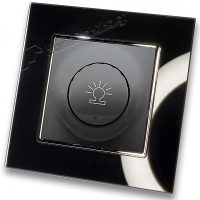 Ρεοστάτης Απλός (dimmer) 500W Μαύρος με Πλαίσιο Μαύρο Γυαλί HSERIES LINEME 50-00110-2_50-00121-26