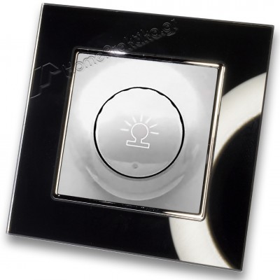 Ρεοστάτης Απλός (dimmer) 500W Ασημί Ματ με Πλαίσιο Μαύρο Γυαλί HSERIES LINEME 50-00110-5_50-00121-26