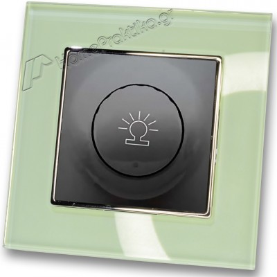 Ρεοστάτης Απλός (dimmer) 500W Μαύρος με Πλαίσιο Βεραμάν Γυαλί HSERIES LINEME 50-00110-2_50-00121-24