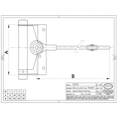 Σούστα επαναφοράς πόρτας Ύψους 100mm Μήκους 240mm και Βάρος Αντοχής 60kg Art.91 Νο2 IBFM Triumph Γαλβανιζέ 091002