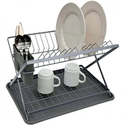 ​​​​​​​Πιατοθήκη Διώροφη Μεταλλική Αναδιπλούμενη 843589 42x32x28cm Grey Ankor