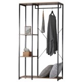 Κρεμάστρα-Ραφιέρα Μεταλλική-Ξύλινη Μαύρο-Νatural 90x40x167εκ Ankor 844258