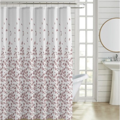 Κουρτίνα Μπάνιου Πολυεστερική Αδιάβροχη Mε 12 Κρίκους και Σχέδιο Φύλλα σε Απόχρωση Σάπιου Μήλου 180x200εκ 90gsm Ankor 846191
