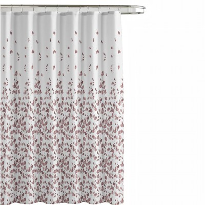 Κουρτίνα Μπάνιου Πολυεστερική Αδιάβροχη Mε 12 Κρίκους και Σχέδιο Φύλλα σε Απόχρωση Σάπιου Μήλου 180x200εκ 90gsm Ankor 846191