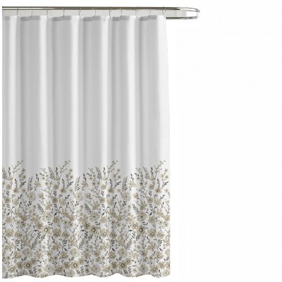 Κουρτίνα Μπάνιου Πολυεστερική Αδιάβροχη Mε 12 Κρίκους και Λουλουδάτο Σχέδιο σε Γήινους Τόνους 180x200εκ 90gsm Ankor 846375