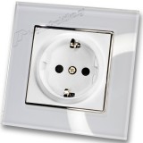 Πρίζα Σούκο Ασφαλείας Λευκή 16A/250V Χωνευτή με Πλαίσιο Λευκό Γυαλί HSERIES LINEME 50-00113-1_50-00121-23