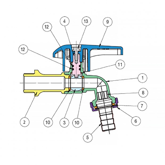 Κάνουλα - Βρύση Ero-Sfer Σφαιρική με Ρακόρ SE 1/2 0549040401