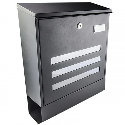 Γραμματοκιβώτιο με Θήκη Εφημερίδων Μαύρο 345x415x117mm FF Group 40268