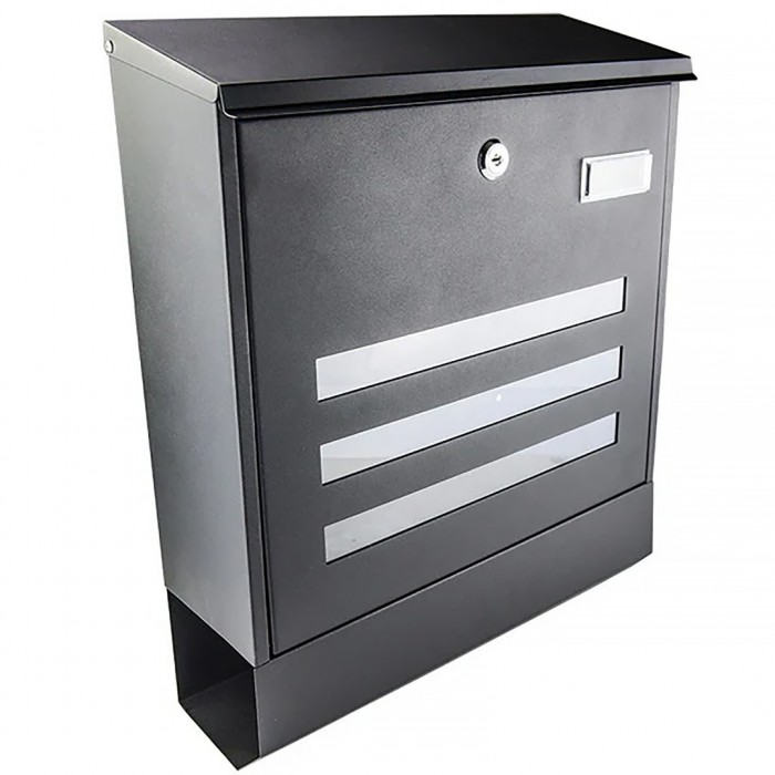 Γραμματοκιβώτιο με Θήκη Εφημερίδων Μαύρο 345x415x117mm FF Group 40268