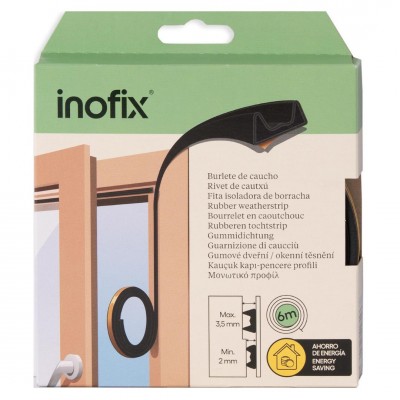 Αεροστόπ / Αεροφράκτης Τύπου K Αφρώδες με Βούρτσα σε Μαύρο Χρώμα 6mx0.35cm Inofix 2115-3