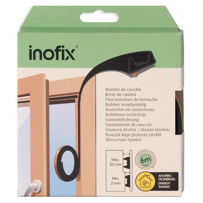 Αεροστόπ / Αεροφράκτης Τύπου K Αφρώδες με Βούρτσα σε Μαύρο Χρώμα 6mx0.35cm Inofix 2115-3