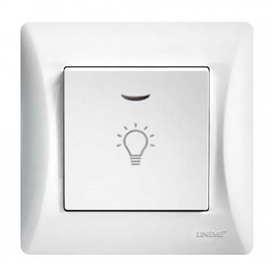 Μπουτόν Kλιμακοστασίου H series Λευκό με Λυχνία LED 220/240V LINEME 50-00107-1