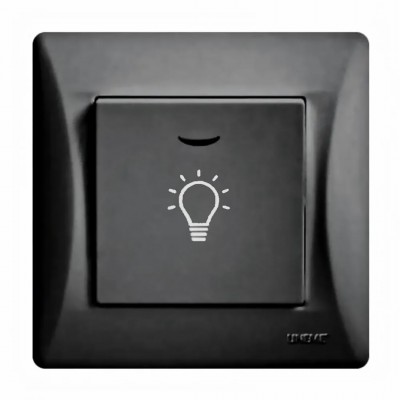 Μπουτόν Kλιμακοστασίου H series Μαύρο με Λυχνία LED 220/240V LINEME 50-00107-2