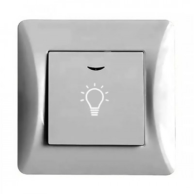 Μπουτόν Kλιμακοστασίου H series Ασημί με Λυχνία LED 220/240V LINEME 50-00107-5