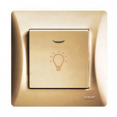 Μπουτόν Kλιμακοστασίου H series Χρυσό με Λυχνία LED 220/240V LINEME 50-00107-9