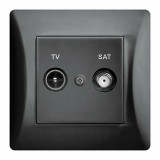 Πρίζα TV SAT Tερματική Lineme Μαύρη H Series 50-00138-2