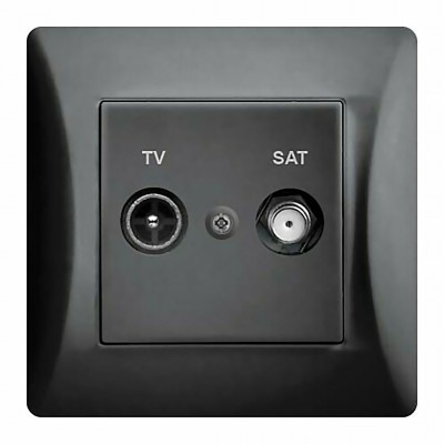 Πρίζα TV SAT Tερματική Lineme Μαύρη H Series 50-00138-2