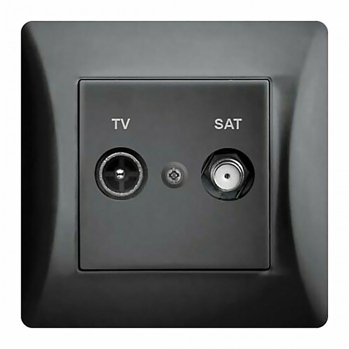 Πρίζα TV SAT Tερματική Lineme Μαύρη H Series 50-00138-2