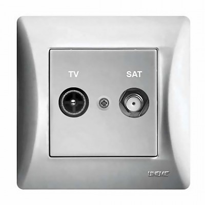 Πρίζα TV SAT Tερματική Lineme Ασημί H Series 50-00138-5