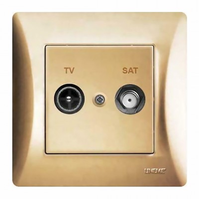Πρίζα TV SAT Tερματική Lineme Χρυσή H Series 50-00138-9