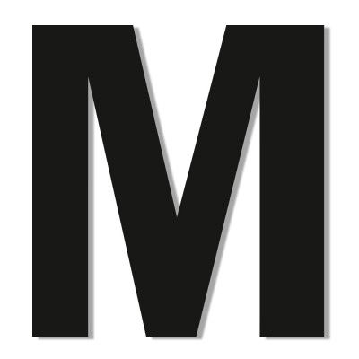 Γράμμα ''Μ'' Μαύρο Αυτοκόλλητο 75mm. απο Πλαστικό Darvin One Two Three Done