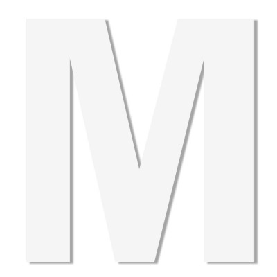 Γράμμα ''Μ'' Λευκό Αυτοκόλλητο 75mm. απο Πλαστικό Darvin One Two Three Done