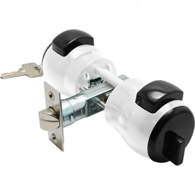 Κλειδαριά Πομόλου Λευκή με Μπουτόν & Κλειδί Ξενοδοχειακής Χρήσης NOVA N13 VO