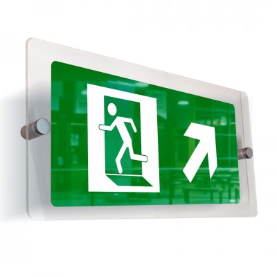 Σήμανση 15x30cm ''Έξοδος Κινδύνου Πάνω Δεξιά'' σε Πράσινο και Πάχος 5mm απο Aκρυλικό plexiglass 177122