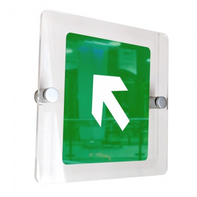 Σήμανση 15x15cm ''Κατεύθυνση Πάνω Αριστερά'' σε Πράσινο-Άσπρο και Πάχος 5mm απο Aκρυλικό plexiglass 778588